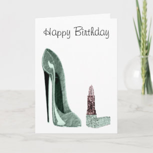 Carte Chaussure Stiletto Vert et Art Lipstick