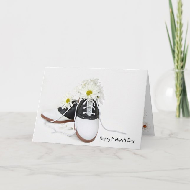 Carte chaussures à selle rétro avec marguerite blanche F (Devant)