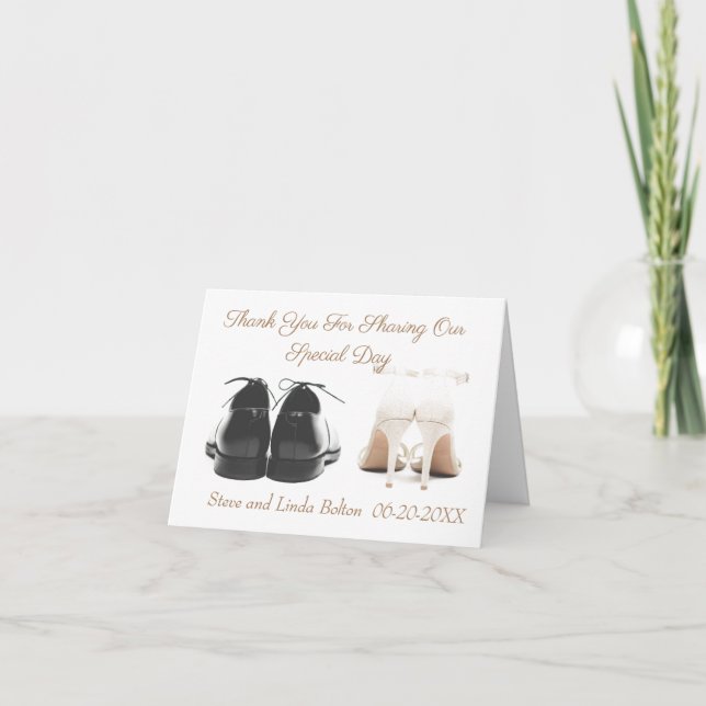 CARTE CHAUSSURES DE GROOM ET BRIDE MERCI MARIAGE (Devant)