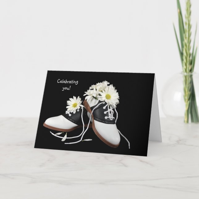Carte Chaussures de selle et marguerite Anniversaire (Devant)