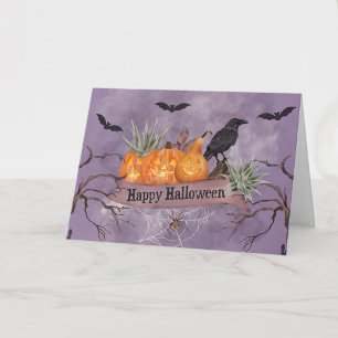 Carte Chauve-souris Citrouille orange d'Halloween