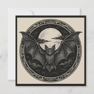 Carte Chauve-souris volant avec pleine lune gothique eff
