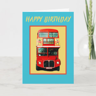 Carte Cheerful London Bus Birthday Card