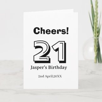 Carte Cheers 21 birthday bold letter name boy man gifts 