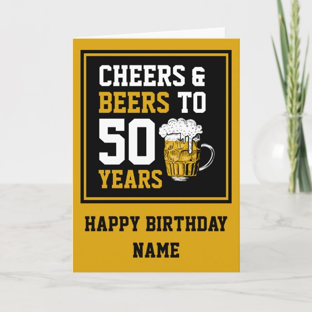 Carte Cheers et bières personnalisés à 50 ans 50e annive (Devant)