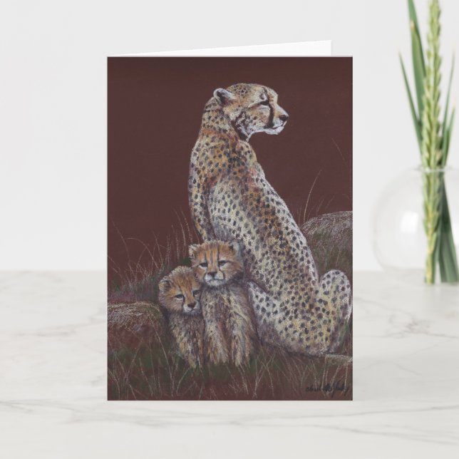 Carte Cheetah Family Art Greeting Card (Devant)