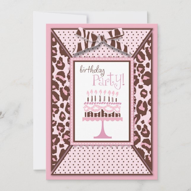 Carte Cheetah Print & Birthday Cake (Devant)