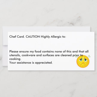 Carte chef allergique
