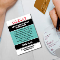 Carte chef d'alerte d'allergie personnalisée