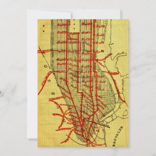 Carte Chemin de fer élevé de Manhattan vintage 1900