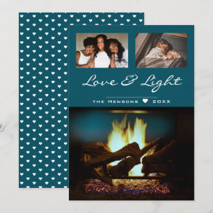 Carte Cheminée moderne Feu bois Cosy Photo de Noël