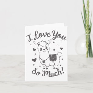 Carte Chemise Adorable Lama Saint-Valentin Cœurs Rétro M