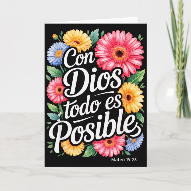 Carte Chemise chrétienne espagnole Con Dios Todo Es Posi (Devant)