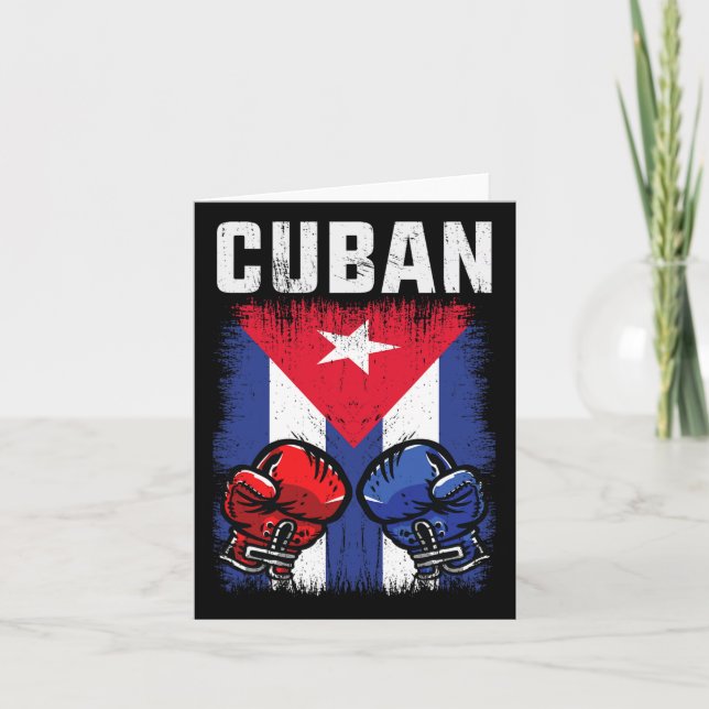 Carte Chemise De Boxe Cuba Avec Gants Et Drapeau Cubain (Devant)