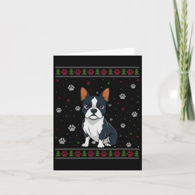 Carte Chemise de Noël Boston Terrier Xmas Animal de Comp (Devant)