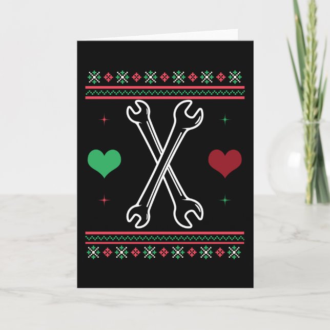Carte Chemise de Noël dégueulasse de Mécanicien Noël (Devant)