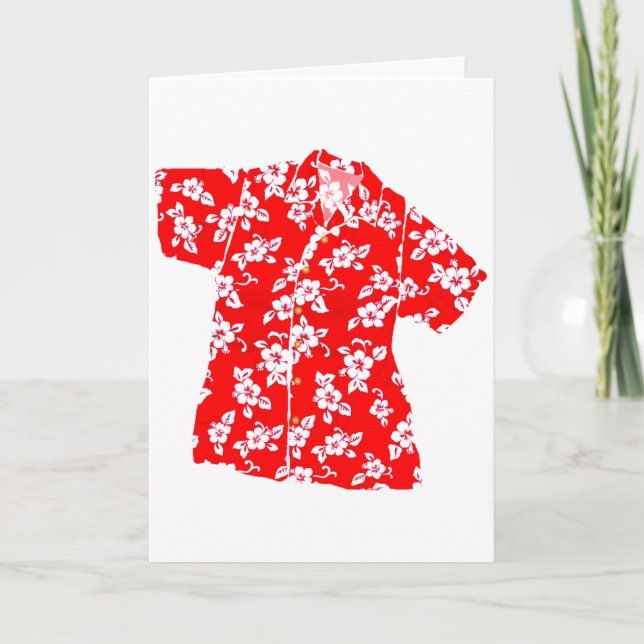 Carte Chemise rouge Hibiscus Aloha (Devant)