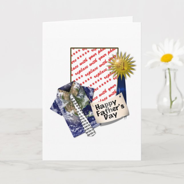 Carte Chemise Terre préférée de papa avec ruban #1 (Petite plante)