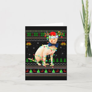 Carte Chemises de Noël laides de chat Sphynx Fête Santa 