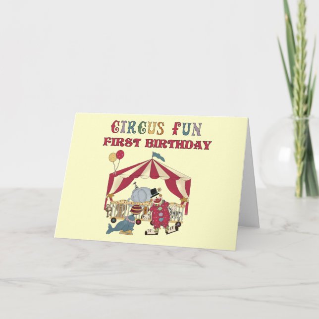 Carte Chemises et cadeaux Circus First Birthday (Devant)