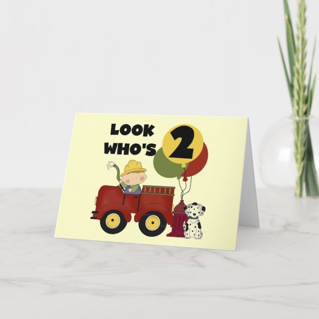 Carte Chemises et cadeaux Fireman 2e anniversaire (Devant)