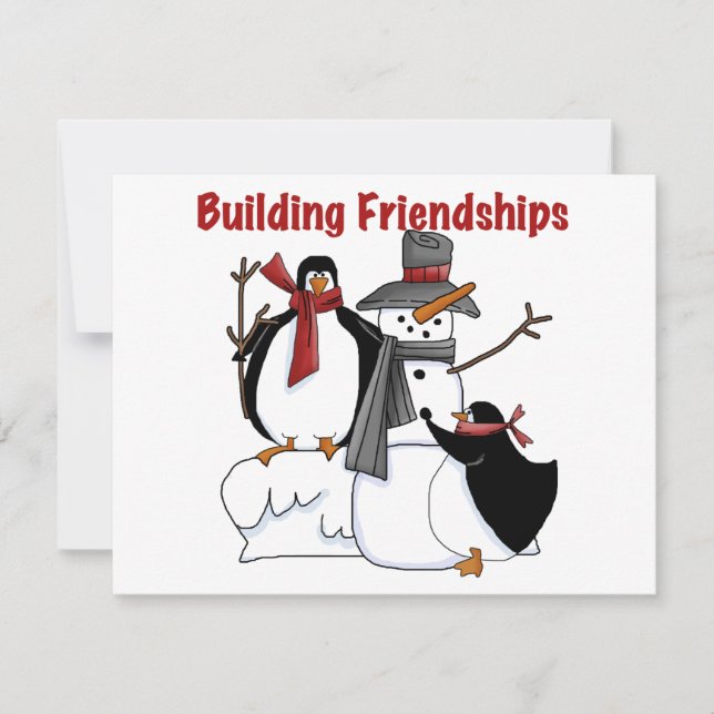 Carte Chemises et cadeaux Penguins Building Friendship (Devant)