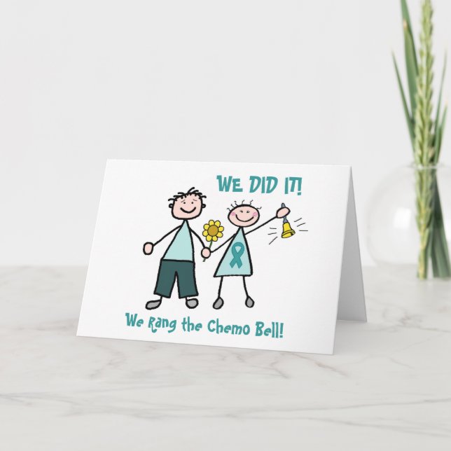 Carte Chemo Bell - Cancer de l'ovaire Turquoise ruban (Devant)