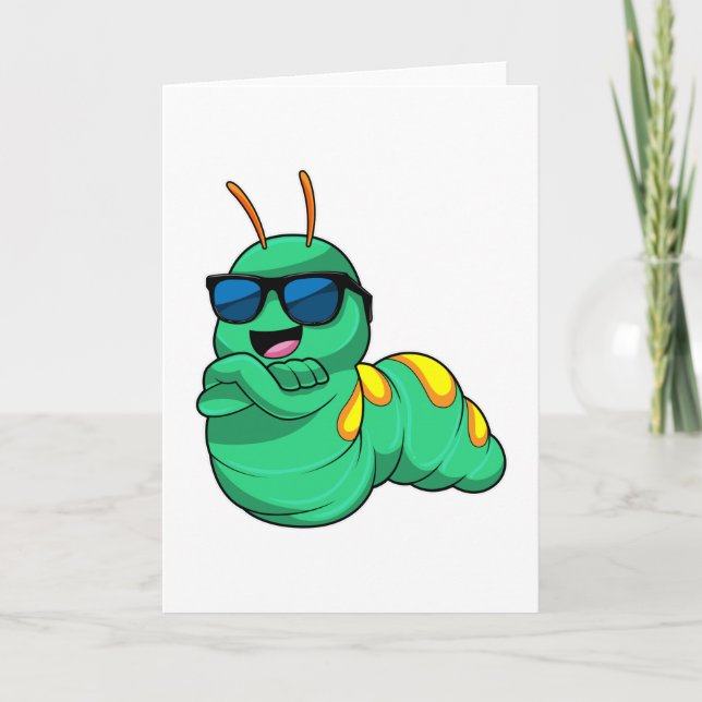 Carte Chenille avec Lunettes de Soleil (Devant)