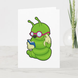 Carte Chenille avec lunettes de soleil et livre