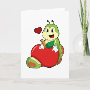 Carte Chenille avec pomme