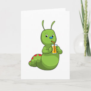 Carte Chenille avec verre de jus d'orange