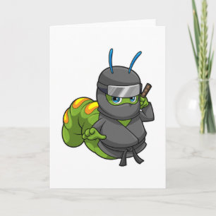 Carte Chenille en ninja avec épée