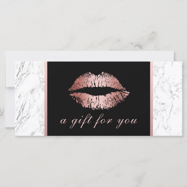 Carte Chèques-cadeaux | Rose Gold Lips Marbre moderne (Devant)