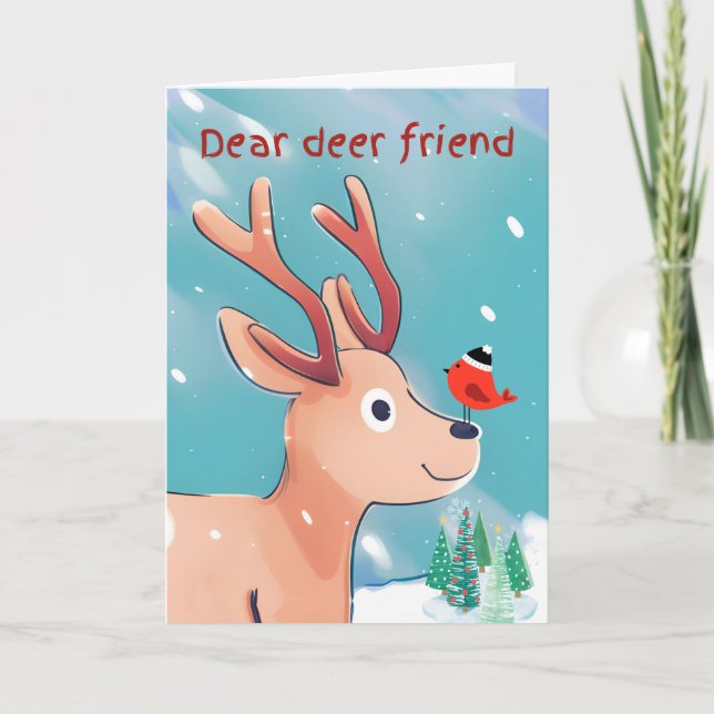 Carte Cher ami Noël Bébé Cerf dans la neige (Devant)