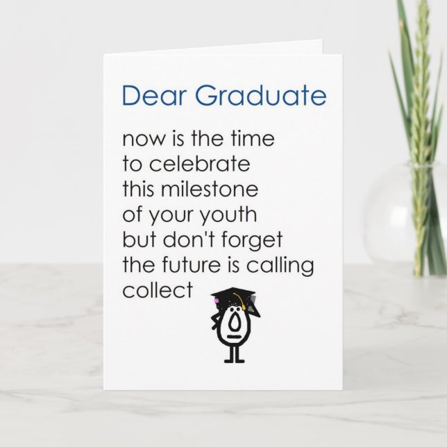 Carte Cher Diplômé - un poème de graduation amusant - bl (Devant)