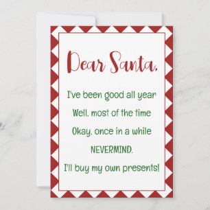 Carte Cher Père Noël, j'achèterai mes propres affaires F