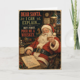 Carte Cher Père Noël Whiskey Noël drôle
