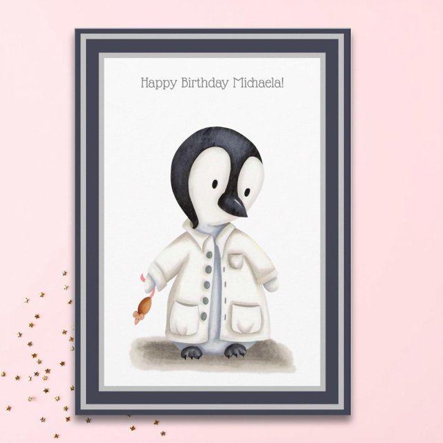 Carte Cher scientifique Penguin Anniversaire personnalis (Créateur téléchargé)