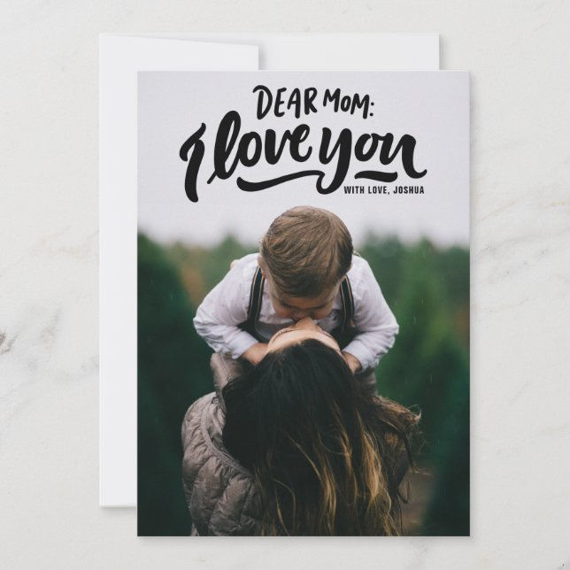 Carte Chère maman, je t'aime main en train de laisser la (Devant)