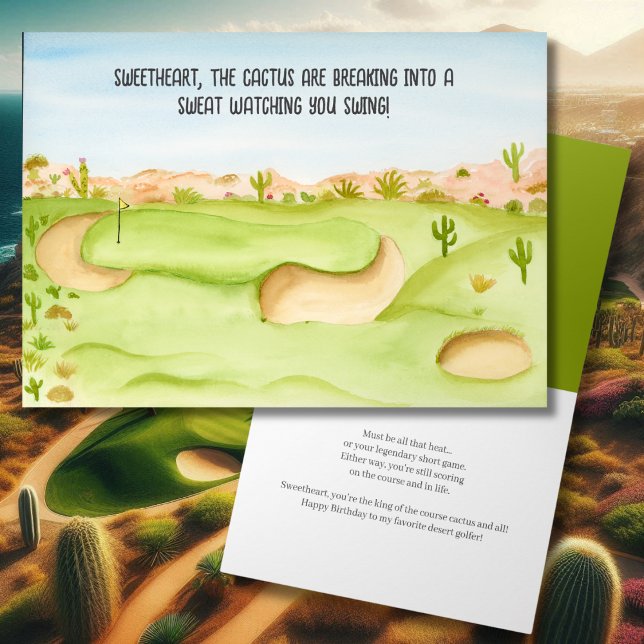 Carte Chérie, Anniversaire Desert Golf Course Aquarelle (Créateur téléchargé)