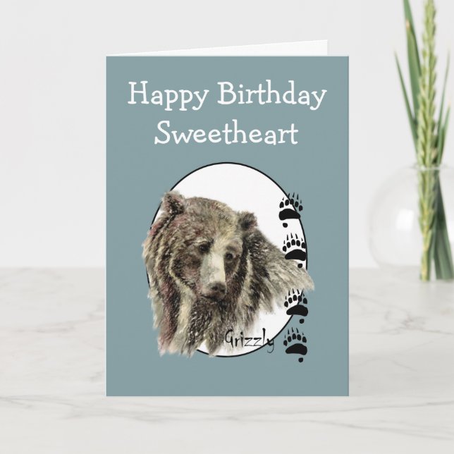 Carte Chérie Sauvage Chose Anniversaire Grizzly Ours Ani (Devant)