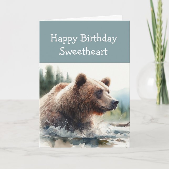 Carte Chérie Sauvage Chose Anniversaire Grizzly Ours Ani (Devant)