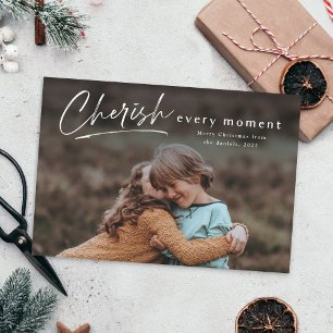 Carte Cherish Every Moment Script Photo Joyeux Noël