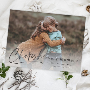 Carte Cherish Every Moment Script Photo Joyeux Noël