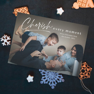 Carte Cherish Every Moment Script Photo Joyeux Noël