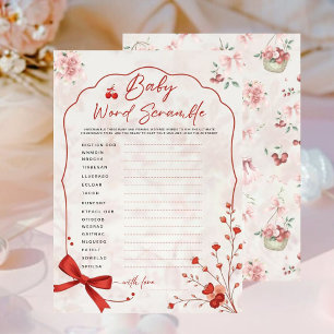 Carte Cherry Baby Word Scramble Jeu Douche à bec rose