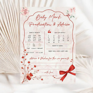 Carte Cherry on Top Baby Predictions Jeu   Bow rose