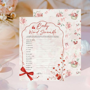 Carte Cherry on Top Bébé Mot Scramble Jeu Bow rose