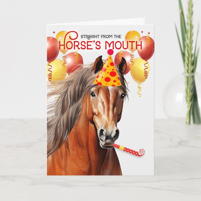 Carte Chestnut Ébauche Cheval Drôle Anniversaire (Devant)