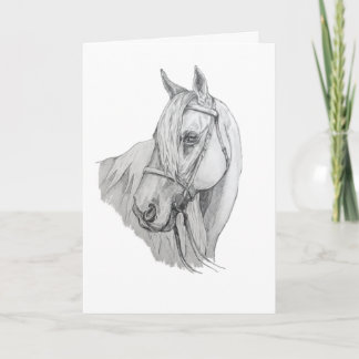 Carte Cheval à crayon rouge flanqué